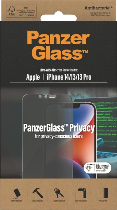Actual product image PanzerGlass Panzerglass Privacy (1 pcs., Apple iPhone 13, Apple iPhone 13 Pro, Apple iPhone 14, Apple iPhone 16, Apple iPhone 17 Pro)