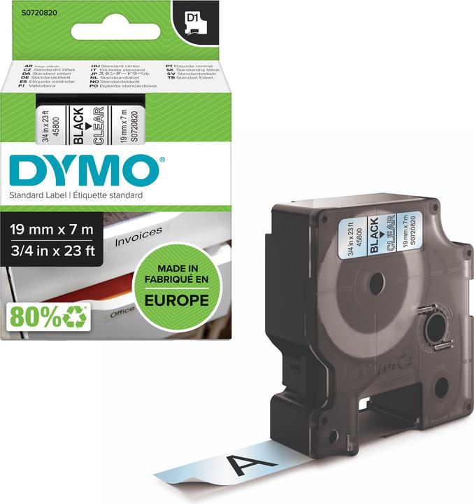 Actual product image Dymo S0720820 Standard tape (1.90 cm, Transparent)
