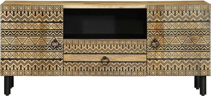 Produktbild VidaXL TV Schrank Lowboard Fernsehschrank Fernsehtisch Schwarz Raues Mangoholz (105 x 33.5 x 46 cm)