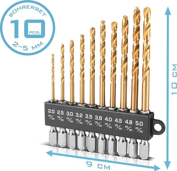Actual product image Stahlwerk Universal twist drill set 2-5 mm with hexagonal shank 10-piece (2, 2.5, 3, 3.2, 3.5, 3.8 mm, 4, 4.5, 4.8, 5 mm)