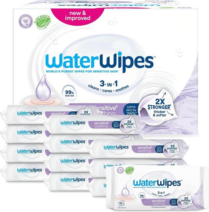 Actual product image WaterWipes Soothing Clean Babydoekjes - 12 x 60 Stuks = 720 Doekjes (12 x 60 pcs.)