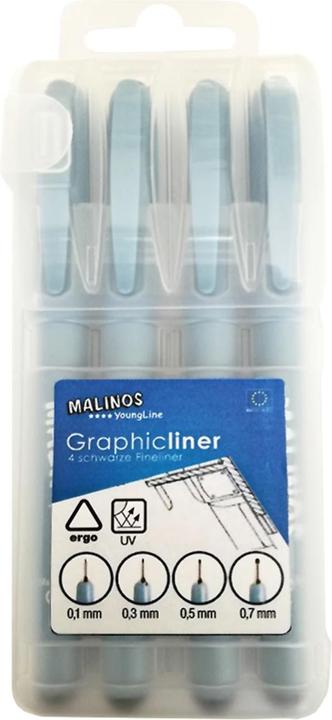 Actual product image Malinos Graphic Liner Fineliner Fine Black 4 piece(s) (Black, 4 x)