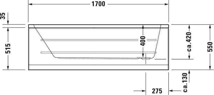 Produktbild Duravit Rechteckbadewanne Krperformbadewanne D-Code 70 x 170 cm wei glatt 700098000000000 (110 l, 170 cm, 70 cm)