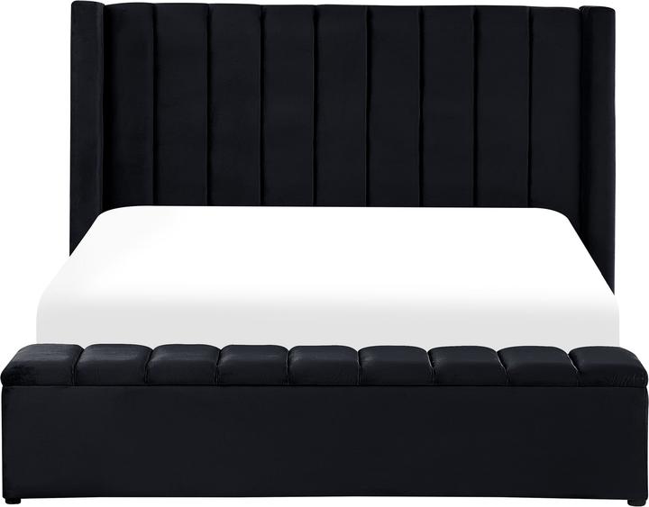 Actual product image Beliani Upholstered bed in black velvet fabric with storage space 180 x 200 cm NOYERS (180 x 200 cm)