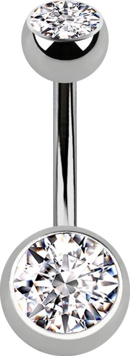 Produktbild Star Piercing Banane silber mit zwei Kugeln silber mit Kristall silber (Titan G23, ohne Messing)