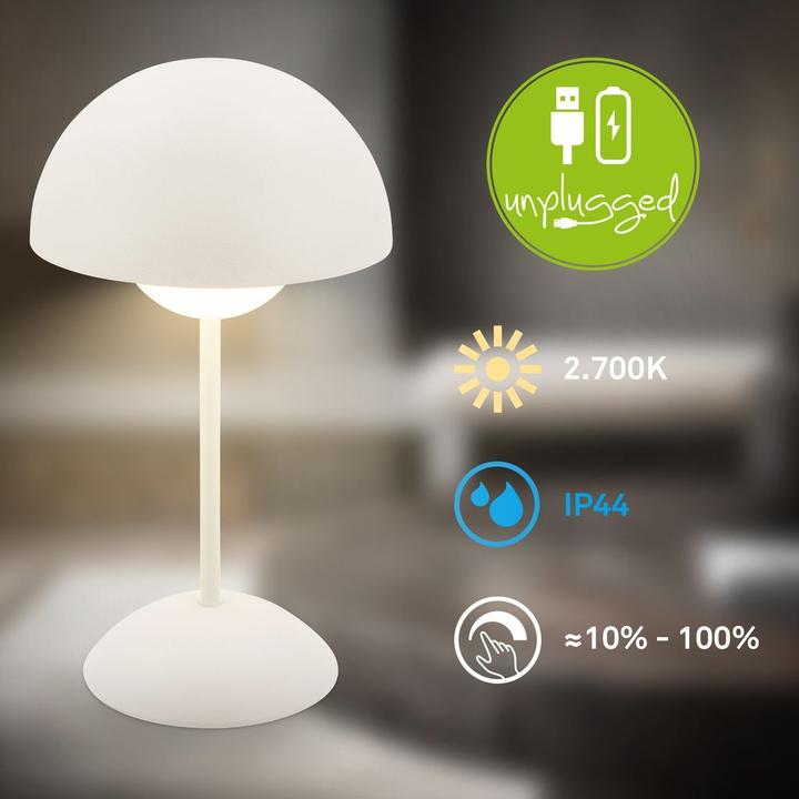 Produktbild Briloner Brilo unplugged KUGLE Akku LED Tischleuchte, stufenlos dimmbar - Altweiss (250 lm)