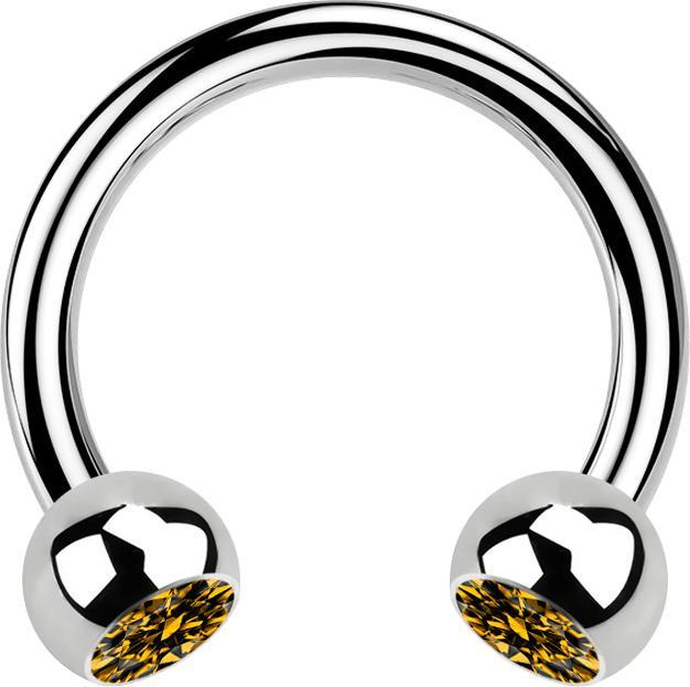 Immagine prodotto Star Piercing Campanile circolare in argento con due sfere di cristallo topazio (senza ottone, Acciaio chirurgico 316L)