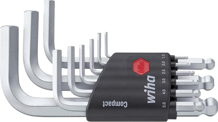 Produktbild Wiha Stiftschlüssel Set im Compact Halter Sechskant-Kugelkopf 10-tlg. kurz, mattverchromt