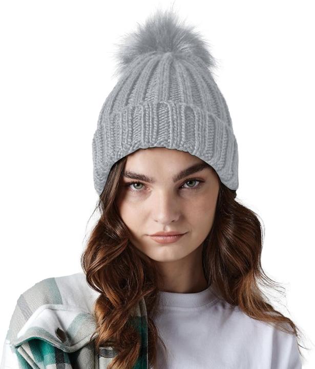 Produktbild Beechfield Strickmütze Verbier Erwachsene mit KunstpelzBommel (One Size)