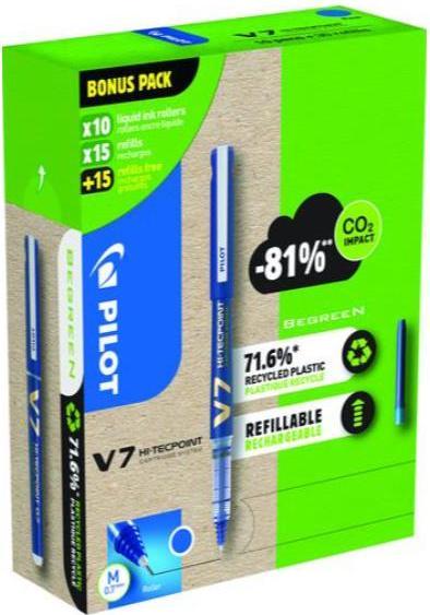Actual product image Pilot V7 Greenpack rollerball set 0.4 mm, writing colour: blue (Blue, 10x)