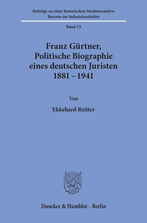 Produktbild Franz Gürtner (Deutsch, Ekkehard Reitter, 1976)