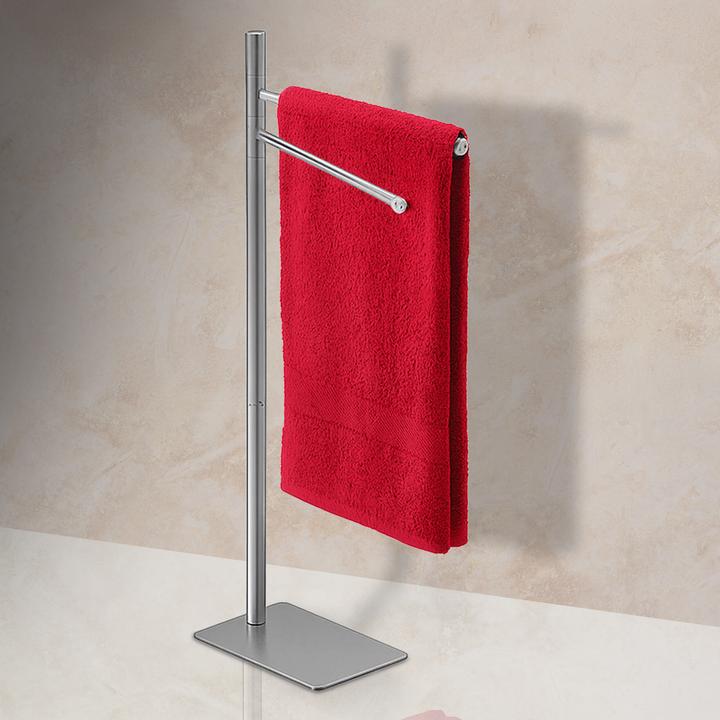 Actual product image Relaxdays - Handtuchständer Edelstahl 2-armig, Silber, 78 x 33,5 x 14 cm