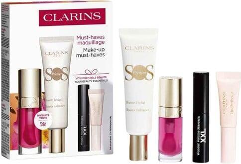 Clarins SOS Primer Coffret (SOS Primer, 30mL, Lip Oil, 7mL, Wonder Volume Mascara, 3mL, Lip Beautifier, 5mL)