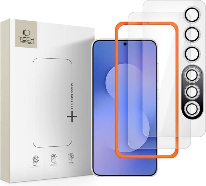 Image du produit Tech-Protect Easy Set+ 3er-Pack Panzerglas für Samsung Galaxy S25 FE - transparent (3 pièce(s), Samsung Galaxy S25 FE)