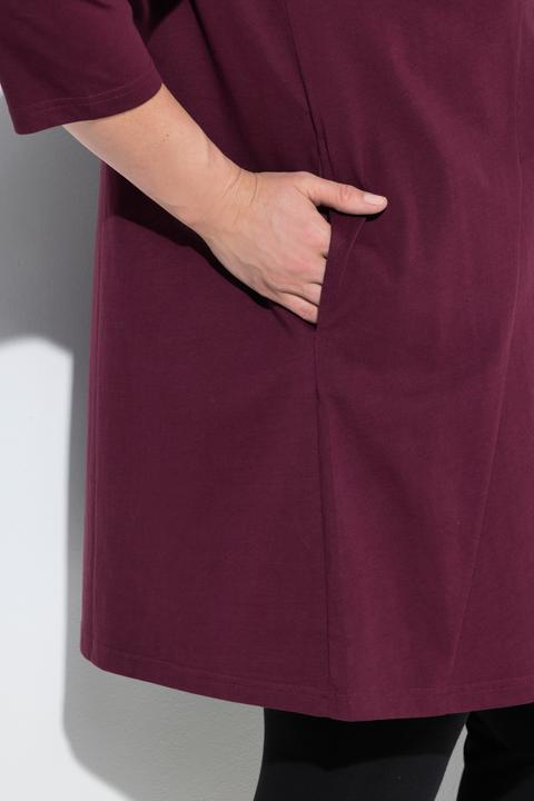 Produktbild Ulla Popken Longshirt, Ziernähte, A-Linie, V-Ausschnitt, 3/4-Arm (50, 52)