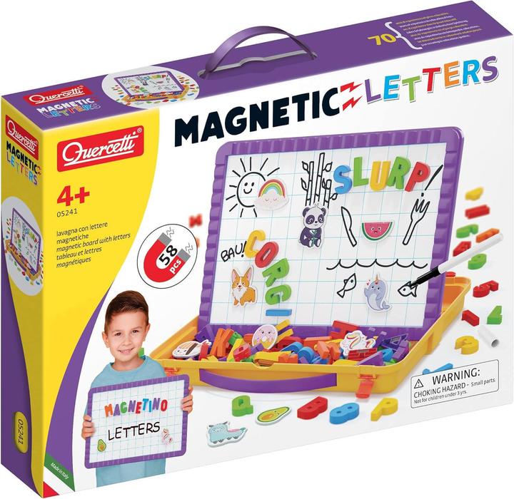 Actual product image Quercetti Magnetic board letters in storage case