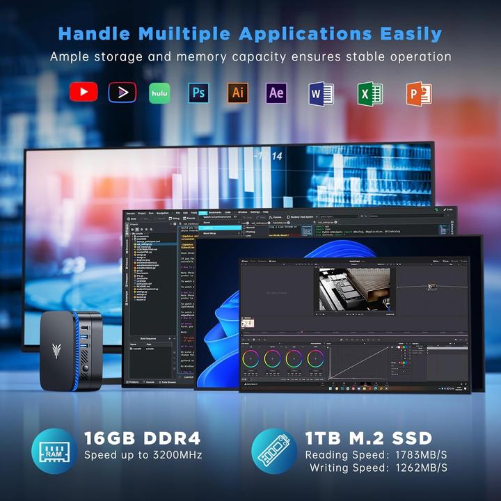 Image du produit NiPoGi Mini PC Alder Lake N97 mit Dual Display (1000 Go, 16 Go)