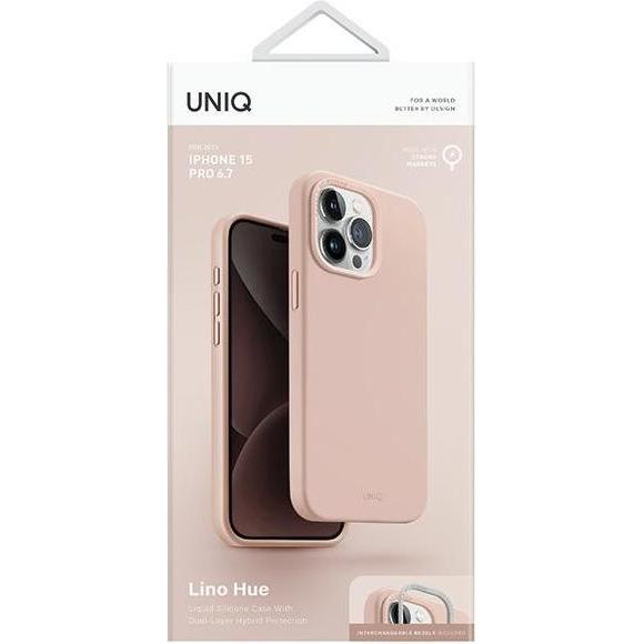 Thumbnail - Uniq etui Lino Hue iPhone 15 Pro Max 6.7" Magclick Charging różowy/blush pink (Apple iPhone 15 Pro Max), Smartphone Hüll...
