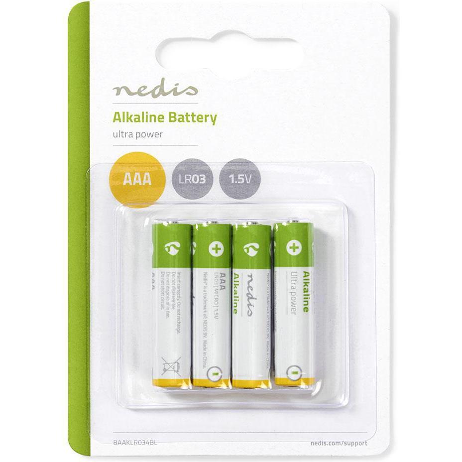 Nedis Alkaline Batterie AAA 1.5 V DC 4-Blister (4 Stk., AAA), Batterien + Akkus