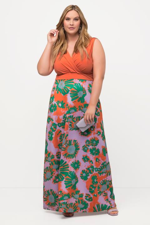 Immagine prodotto Ulla Popken Maxi abito di jersey senza maniche con fiori e scollo a V (50, 52)