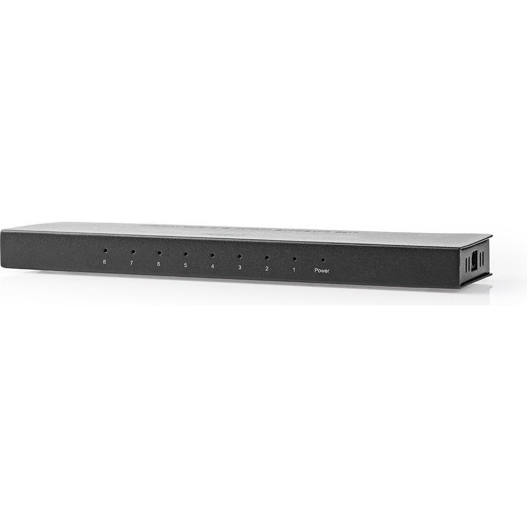 Nedis HDMI T Splitter 8-Port Port(s) HDMIT Eingang 8X HDMIT Ausgang 4K@60Hz 18 Gbps Metall Anthrazi, Switch Box