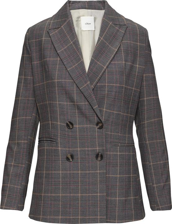 S.Oliver Indoor-Jacke Doppelreihiger Karo-Blazer im Slim Fit (44)