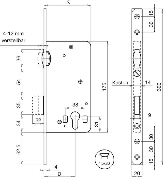 Productafbeelding Grundmann Insteekslot PZ met rolschoot, DM 50 mm, zilverkleurig verzinkt staal, 1 st