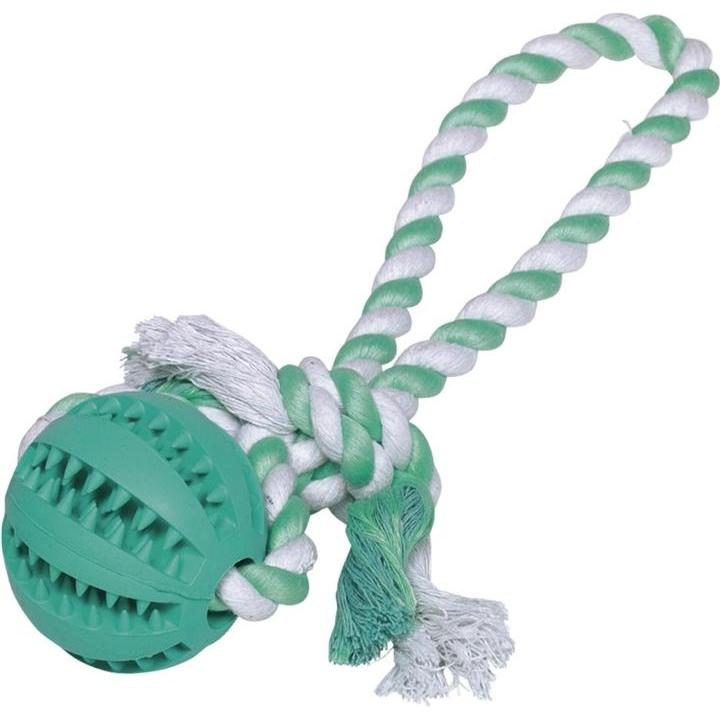 Nobby Vollgummi Ball mit Seil Dental Line, Hundespielzeug