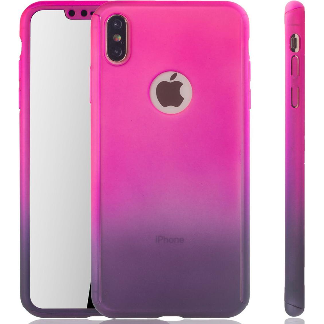 König Design Hülle Handy Schutz für Apple iPhone XS Max Full Case Cover Displayschutz Violett (Apple iPhone XS Max), Sma...