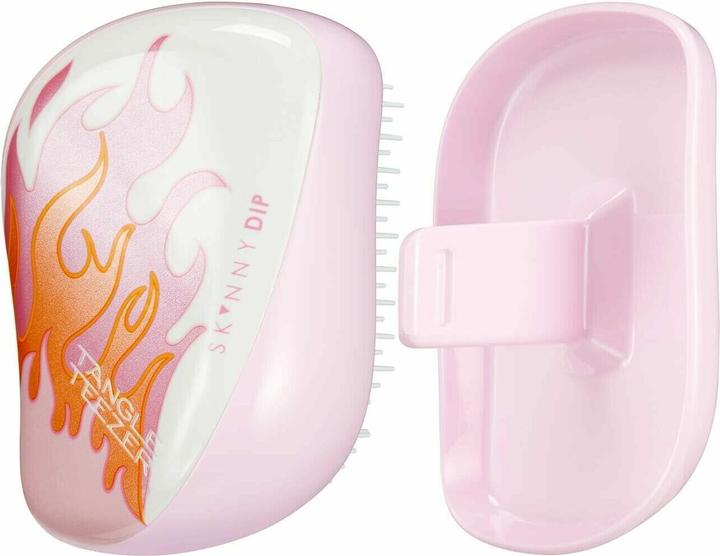 Productafbeelding Tangle Teezer Perie pentru par Compact Styler Smooth & Shine Skinny Dip Flames, Roz Alb