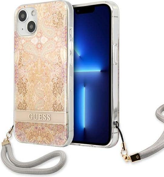 Actual product image Guess GUHCP13SHFLSD iPhone 13 mini 5.4" złoty/gold hardcase Flower Strap (Apple iPhone 13 mini)
