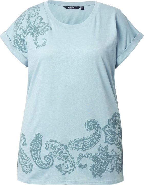 Actual product image Ulla Popken Textured Paisley Motif Cap Sleeve Tee (58)