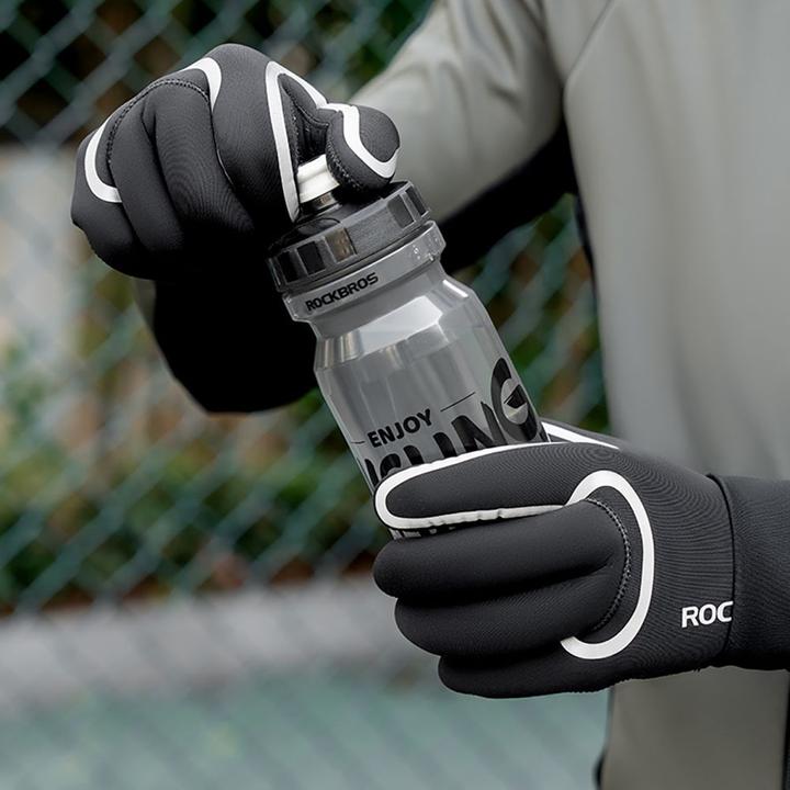 Actual product image Rockbros full waterproof cycling gloves, size: XXL - black (XXL)
