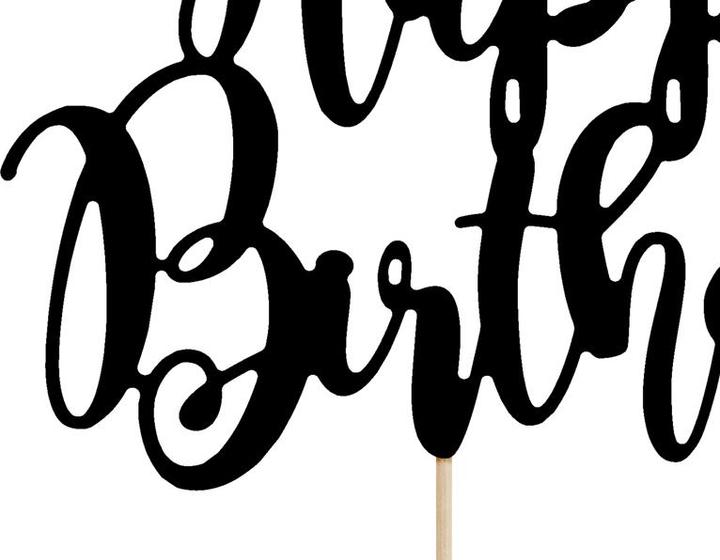 Actual product image Partydeco Black decoration for "Happy Birthday" cake (1 Piece)