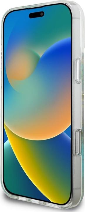 Actual product image Guess Case Resin Flowers Glitter MagSafe for iPhone 16 Pro turquoise (Apple iPhone 16 Pro)