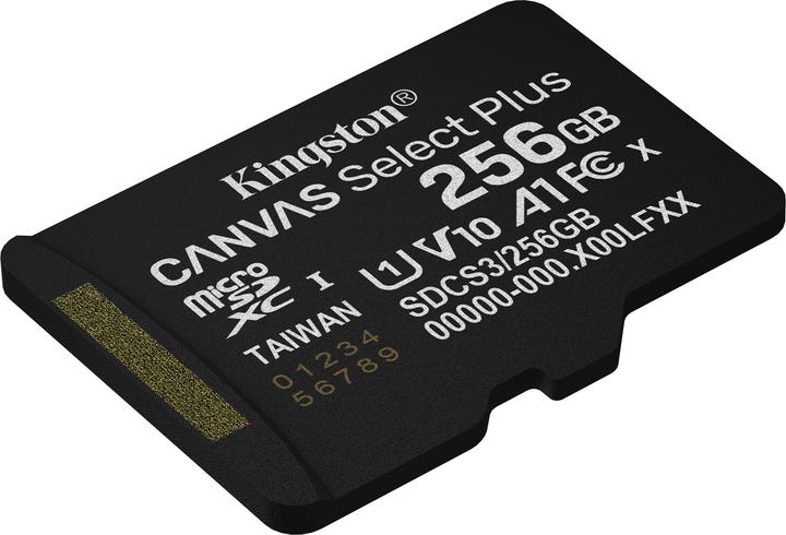 Actual product image Kingston Canvas Select Plus microSDXC 256GB Gen3 (256 GB, microSDXC, U1, UHS-I)