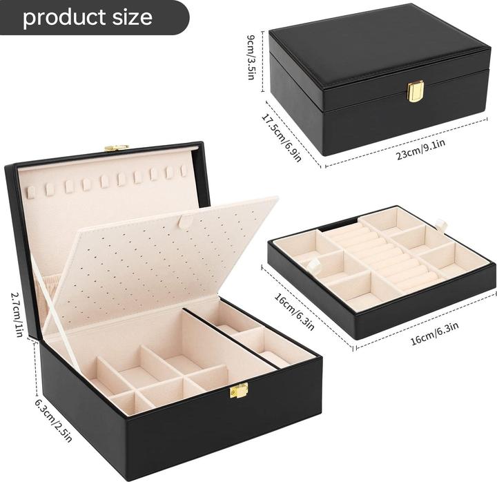 Produktbild Only-Bags.Store Schmuckkästchen für Halsketten, Ohrringe, Armbänder, Ringe, Uhren, mit abnehmbaren