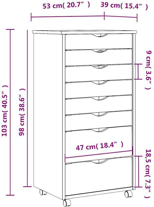 Actual product image vidaXL Rollschrank (53 x 39 x 103 cm)