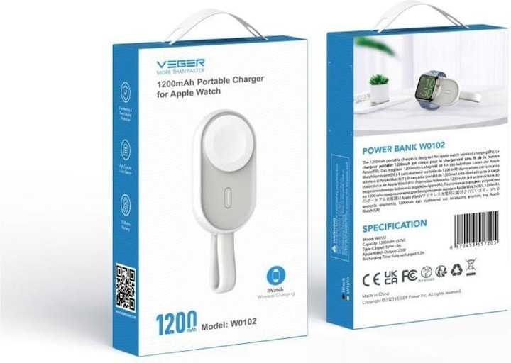 Actual product image Veger POMME VG-W0102 1200mAh power bank Magnetic Wireless charging for iWatch (1200 mAh, 2.50 W, 4440 Wh)