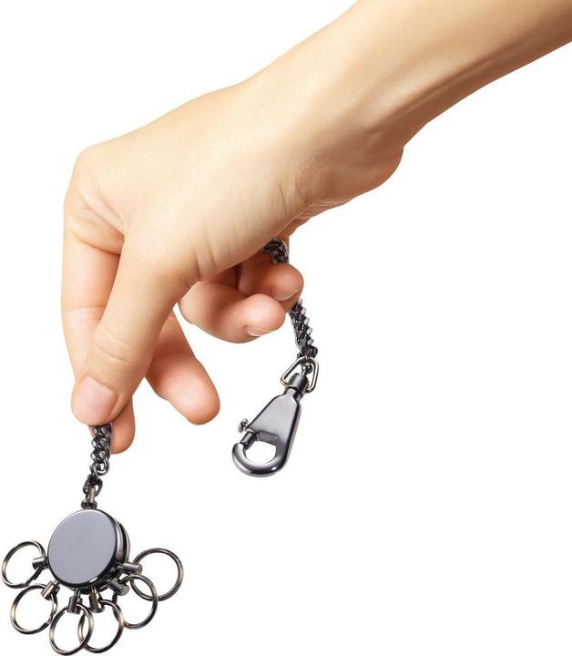 Actual product image Troika PATENT CHAIN key fob with chain, round, shiny grey