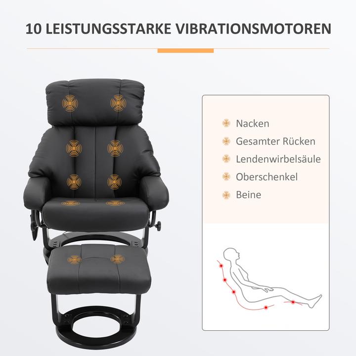 Produktbild Homcom Relaxsessel mit Fusshocker Kunstleder Schwarz