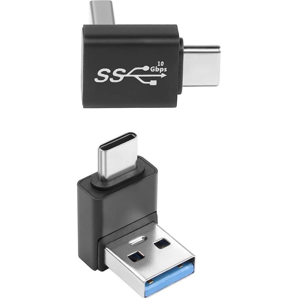 PowerGuard USB-A zu USB-C 90 Grad Winkel nach unten Adapter (male/male) (USB 3.1), USB Kabel