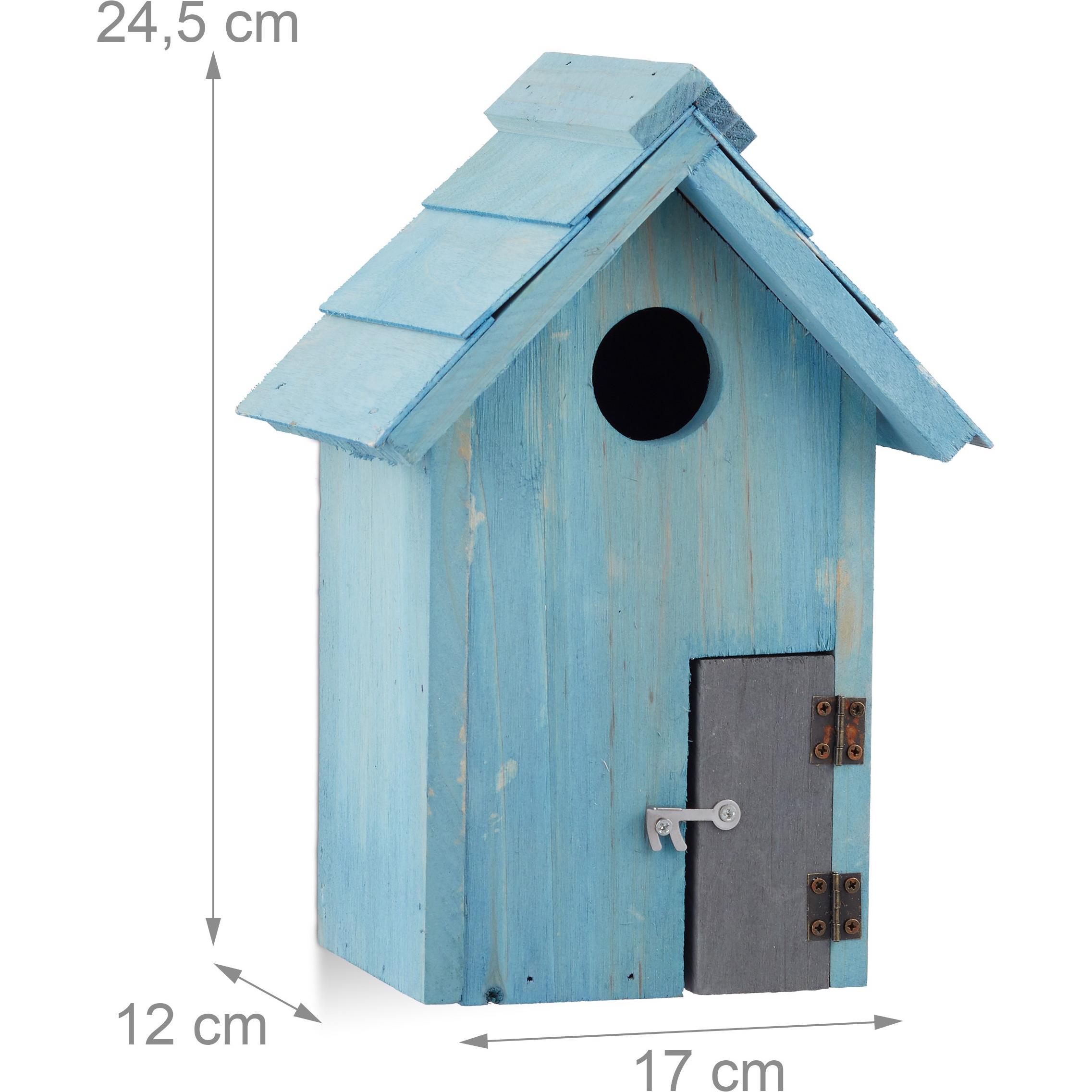 Comparer les prix de Relaxdays Nichoir à oiseaux en bois forme de petite maison avec porte abri refuge HxlxP: 24,3 x 17 x 12 cm - 4052025970888