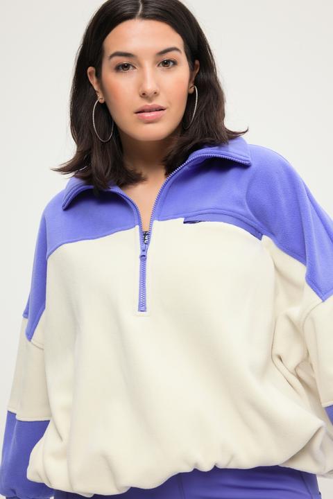 Produktbild Studio Untold Fleece-Sweater, Boxy Shape, Colorblocking, Stehkragen mit Zipper (58)
