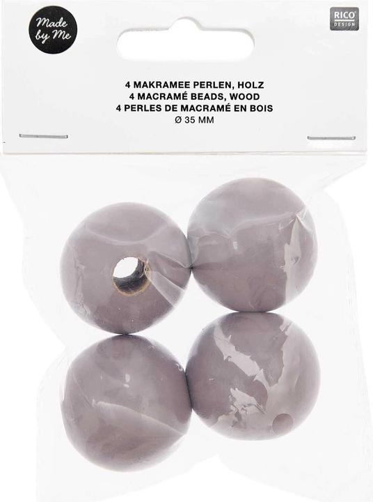Actual product image Rico Design Wooden beads macramé gray, 4 pieces