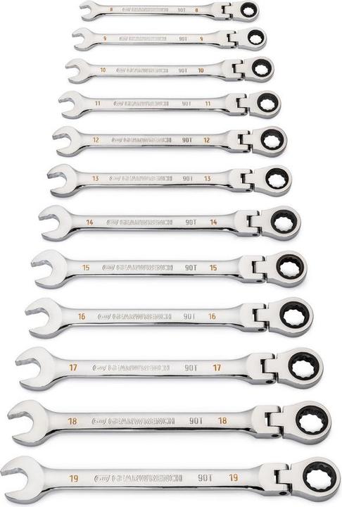 Actual product image Gear Wrench 12-kant Gelenk-Ratschen-Ringmaulschlüssel-Satz, 90Z, 12-tlg.