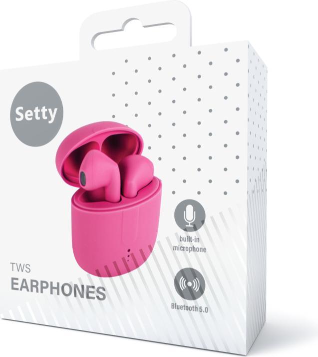 Actual product image Setty Bluetooth earphones TWS with a charging case STWS-16 pink (Wireless)