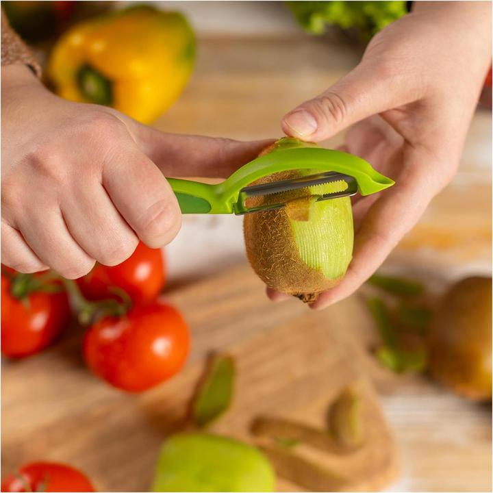 Actual product image Kuhn Rikon Peeler piranha swivel serrated green