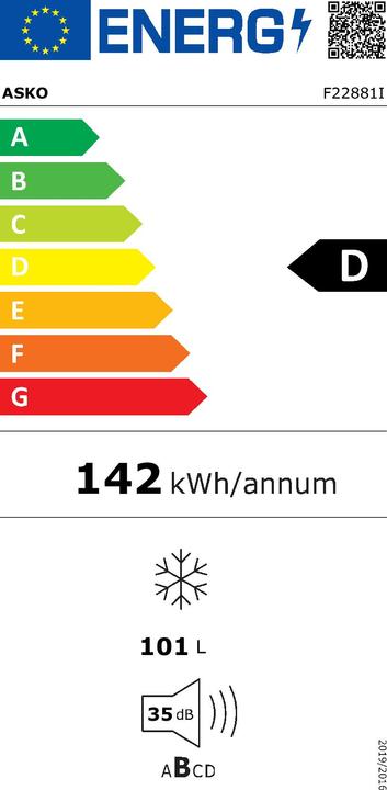 Energie-Label Asko Unterbau-Gefrierschrank Einbau PREMIUM F22881I (101 l)