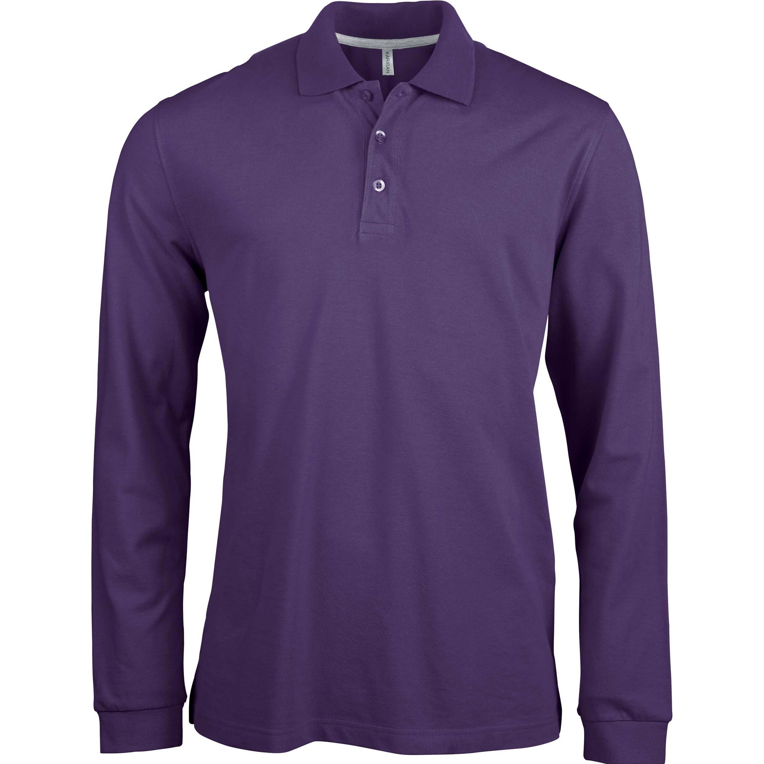 Kariban, Herren, Shirt, Langärmeliges Polo-Shirt, Violett, (XXL)